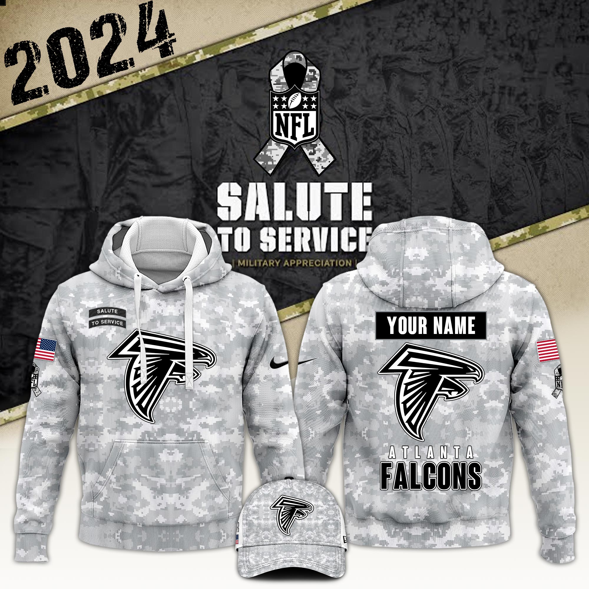 Atlanta Falcons Hoodie Camo Salute to Service Club