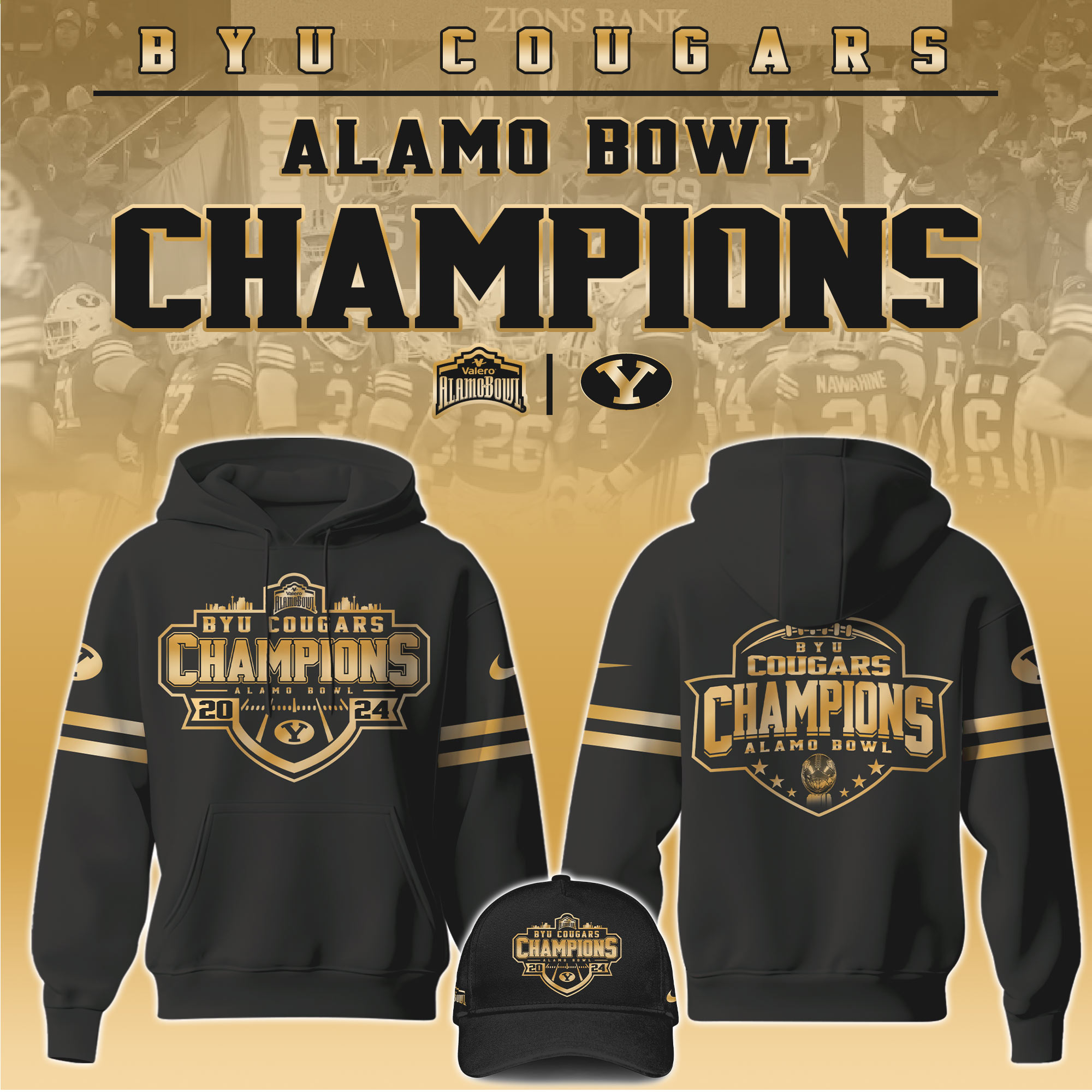 BYU Cougars Football Alamo Bowl Champions Hoodies