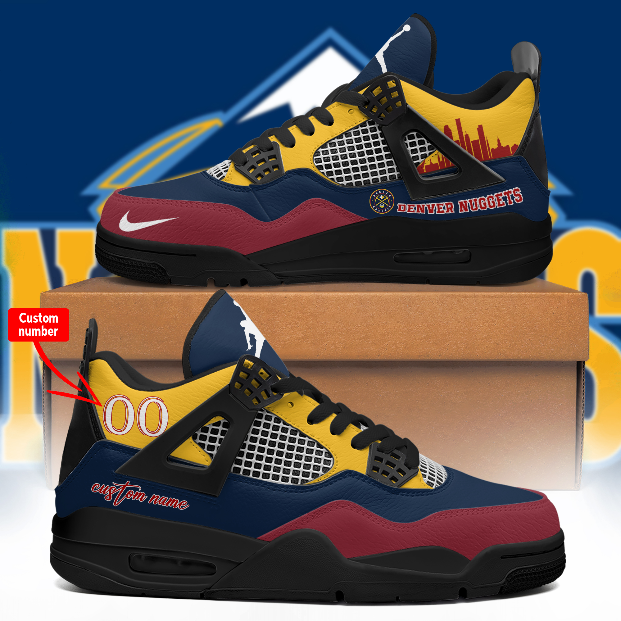 DENVER NUGGETS Personalized Name And Number Shoes