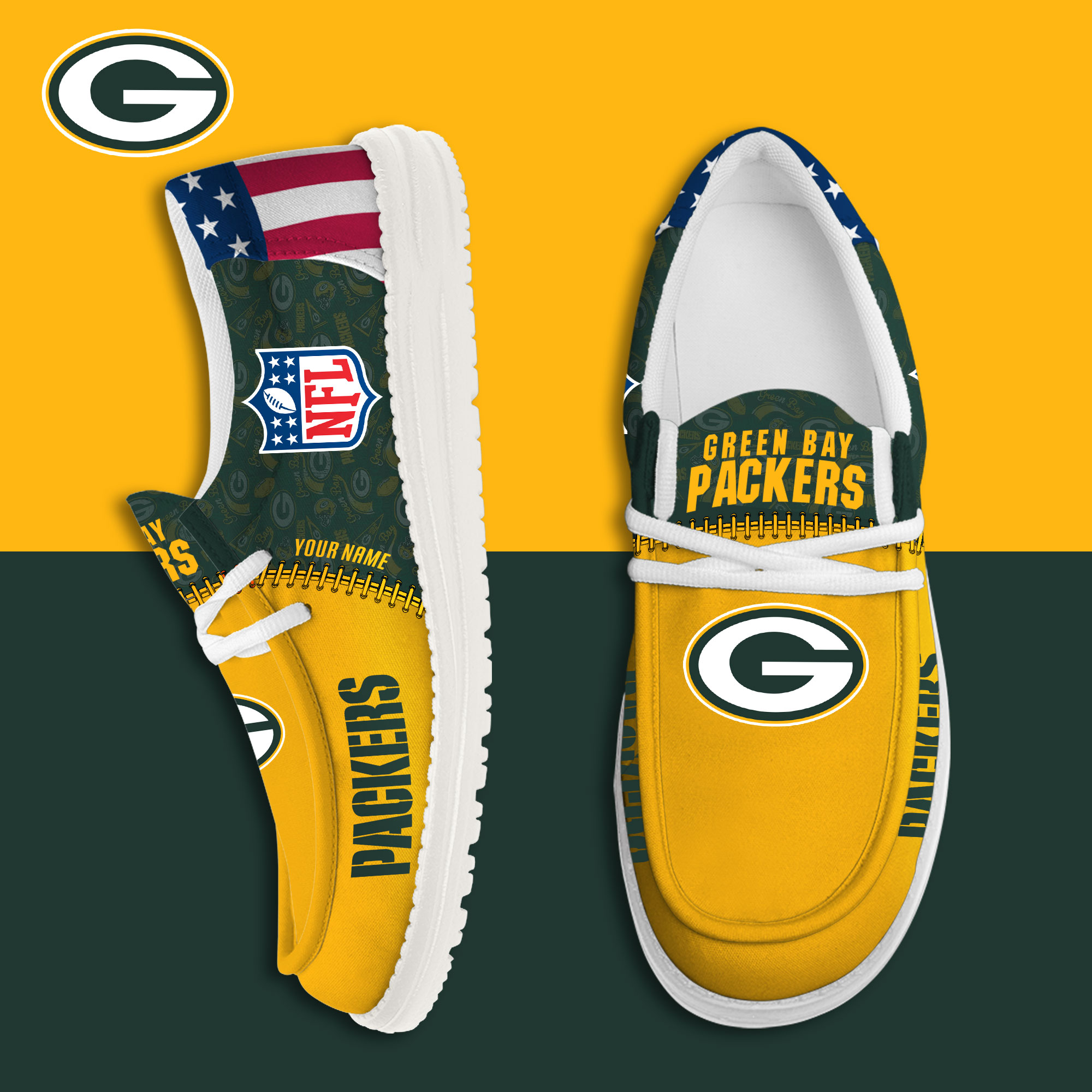 Green Bay Packers Personalized Shoes  