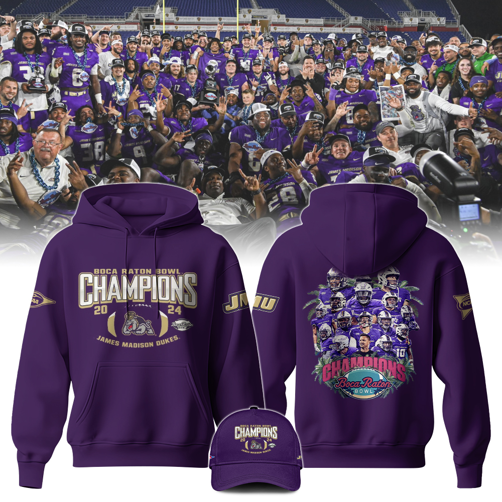 James Madison University Football  Boca Raton Bowl Champions TShirt #1