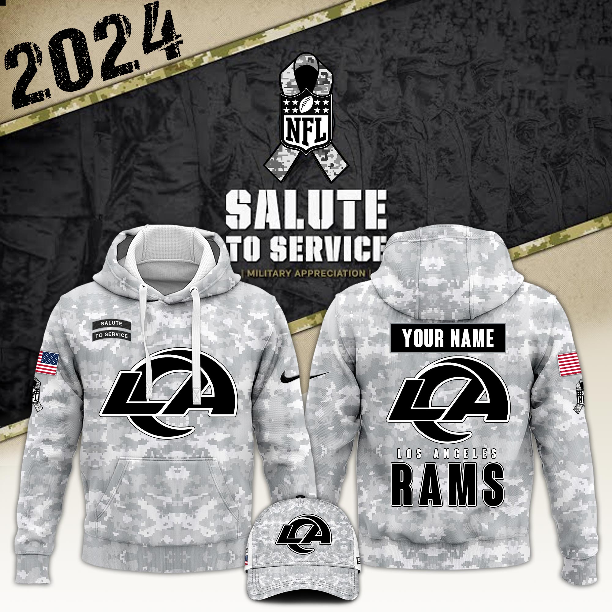 Los Angeles Rams  Salute to Service Club   Camo Hoodie #1