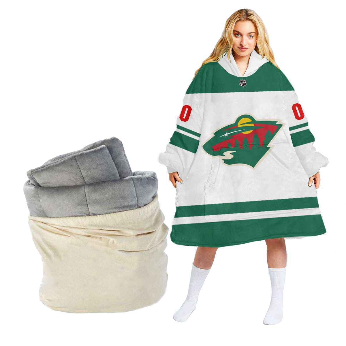 Minnesota Wild Personalized Blanket Hoodie Hoodie Snuggie Hoodies 