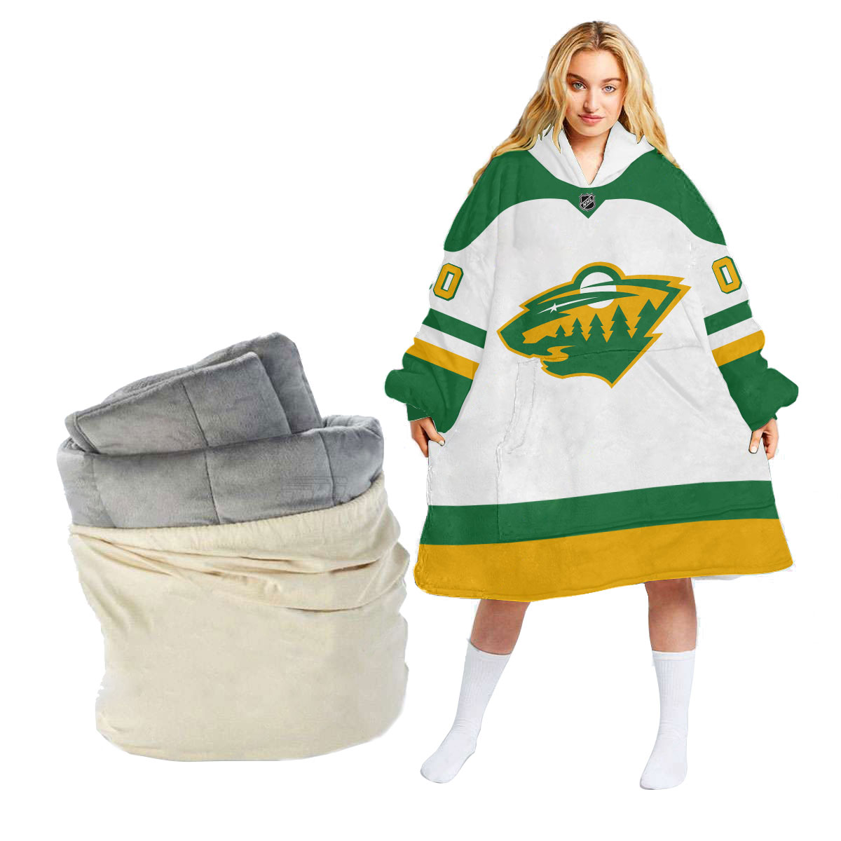 Minnesota Wild Personalized Blanket Hoodie Hoodie Snuggie Hoodies 