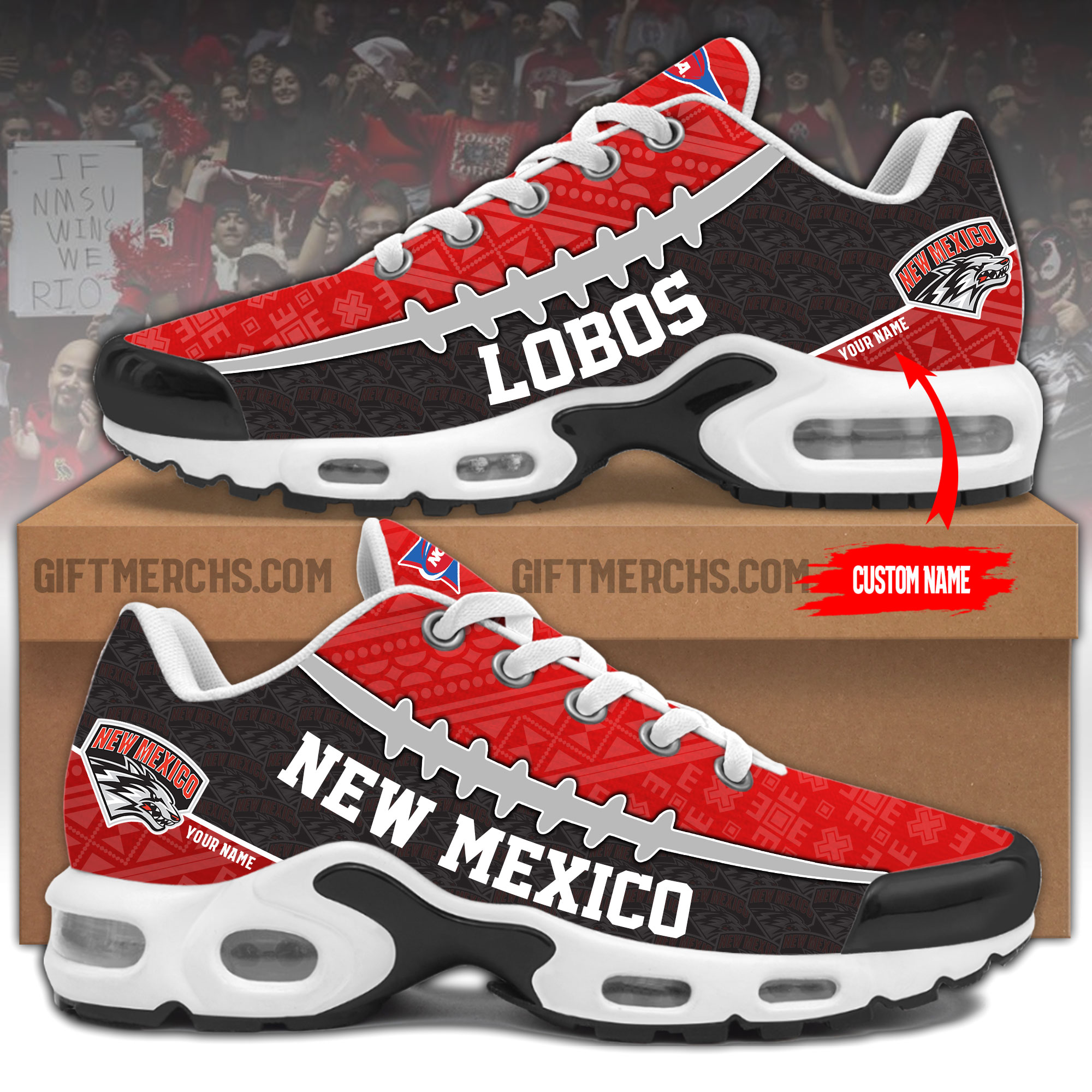 New Mexico Lobos Personalized Shoes  