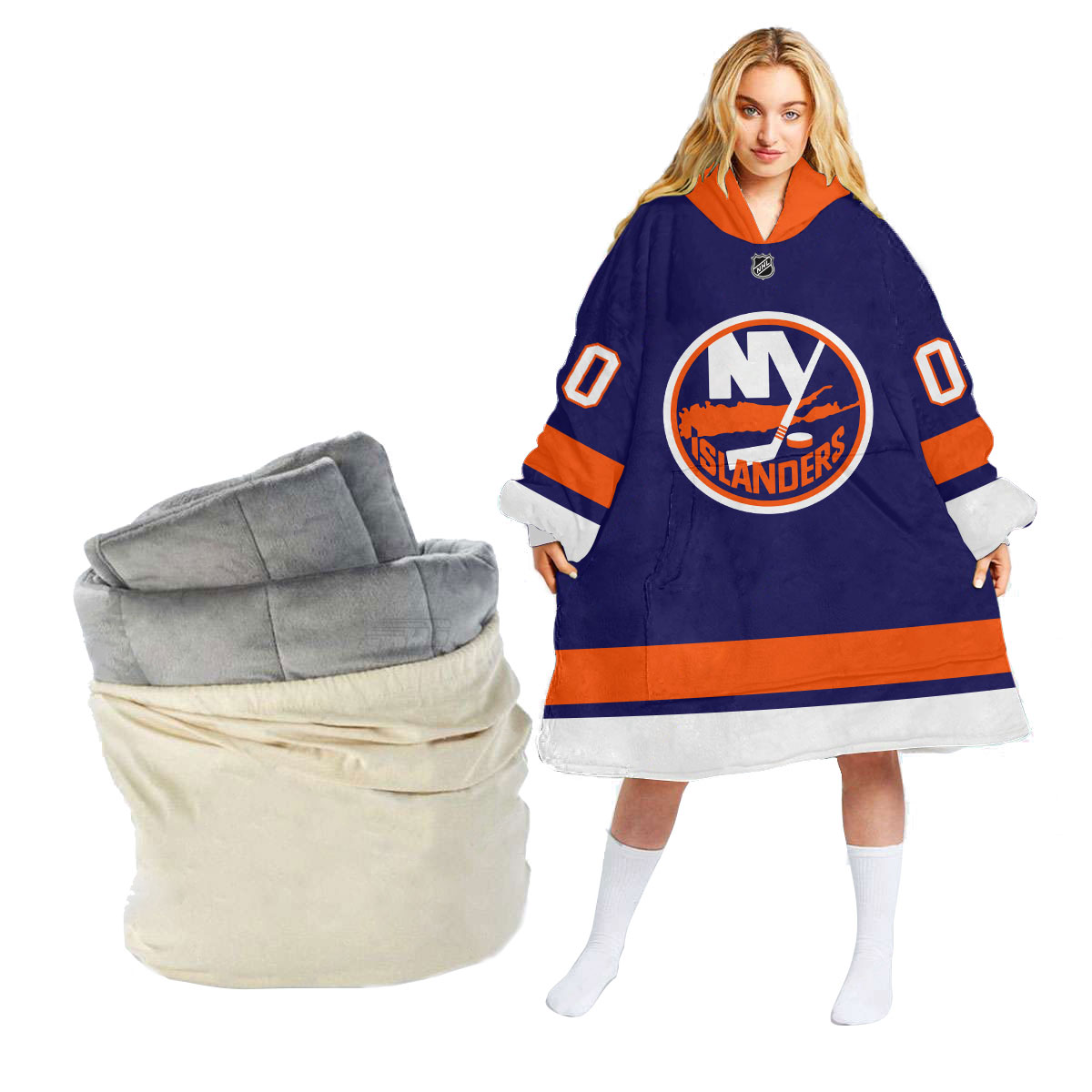 New York Islanders Personalized Blanket Hoodie Hoodie Snuggie Hoodies 