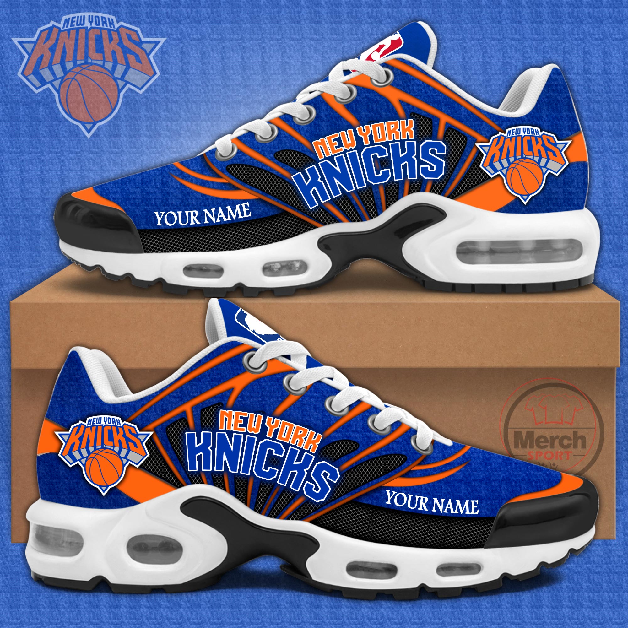 New York Knicks Personalized Air Max Plus Sneakers V2