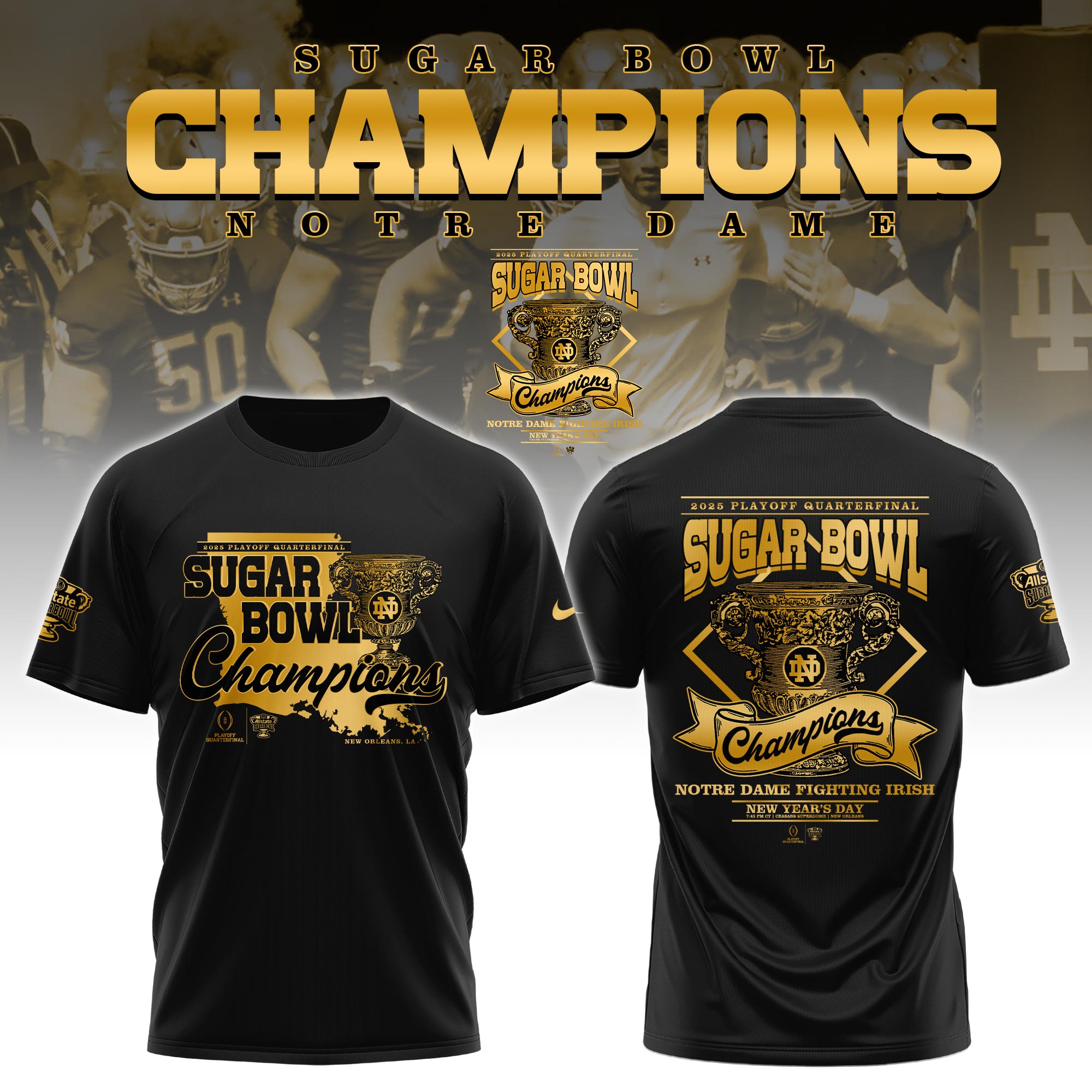 Notre Dame x Sugar Bowl Champions   Tshirt  v2