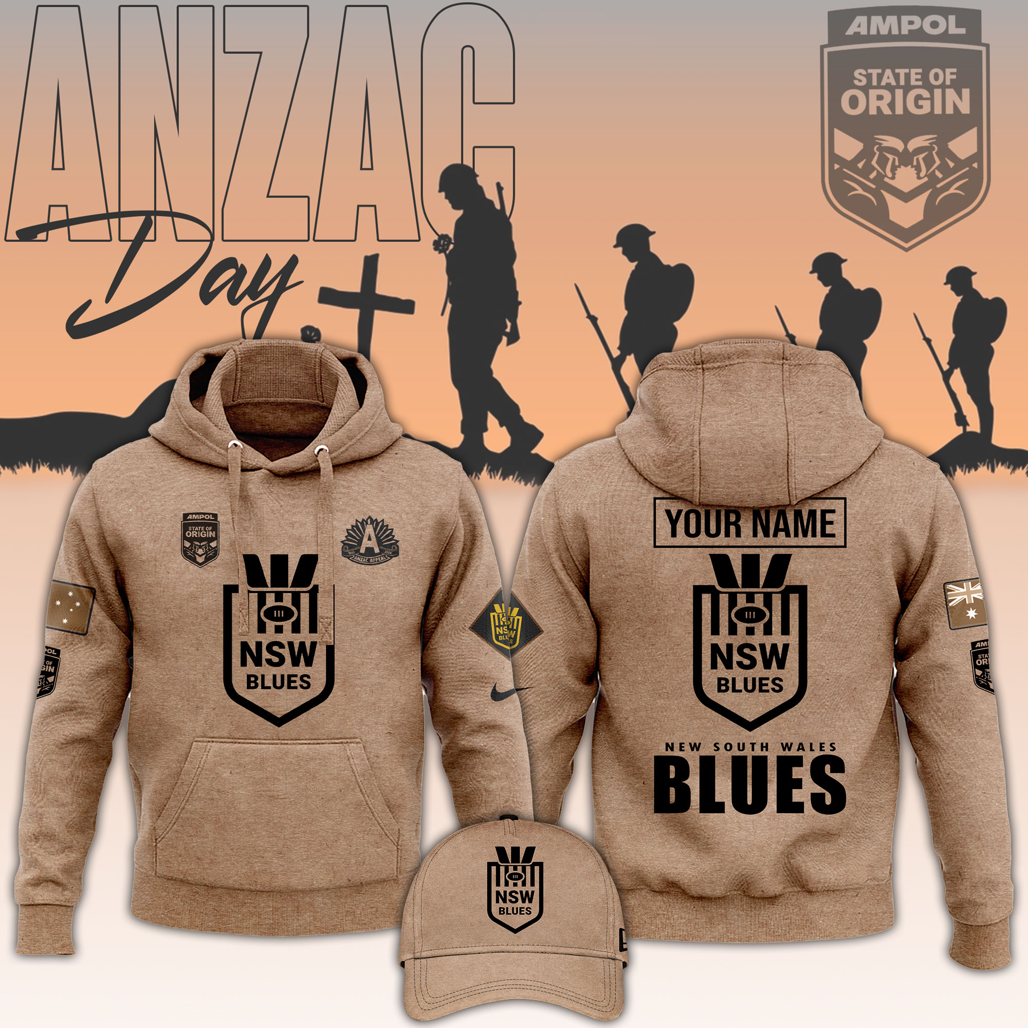 NSW Blues  Anzac Day Hoodie  