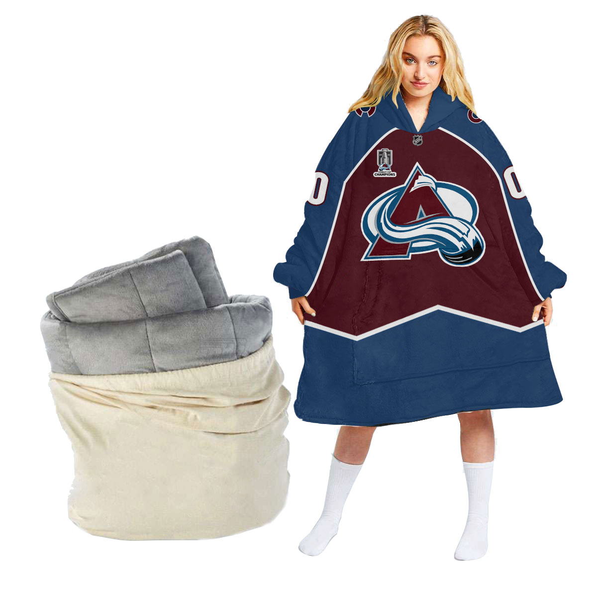 NUMColorado Avalanche Personalized Blanket Hoodie Hoodie Snuggie Hoodies 