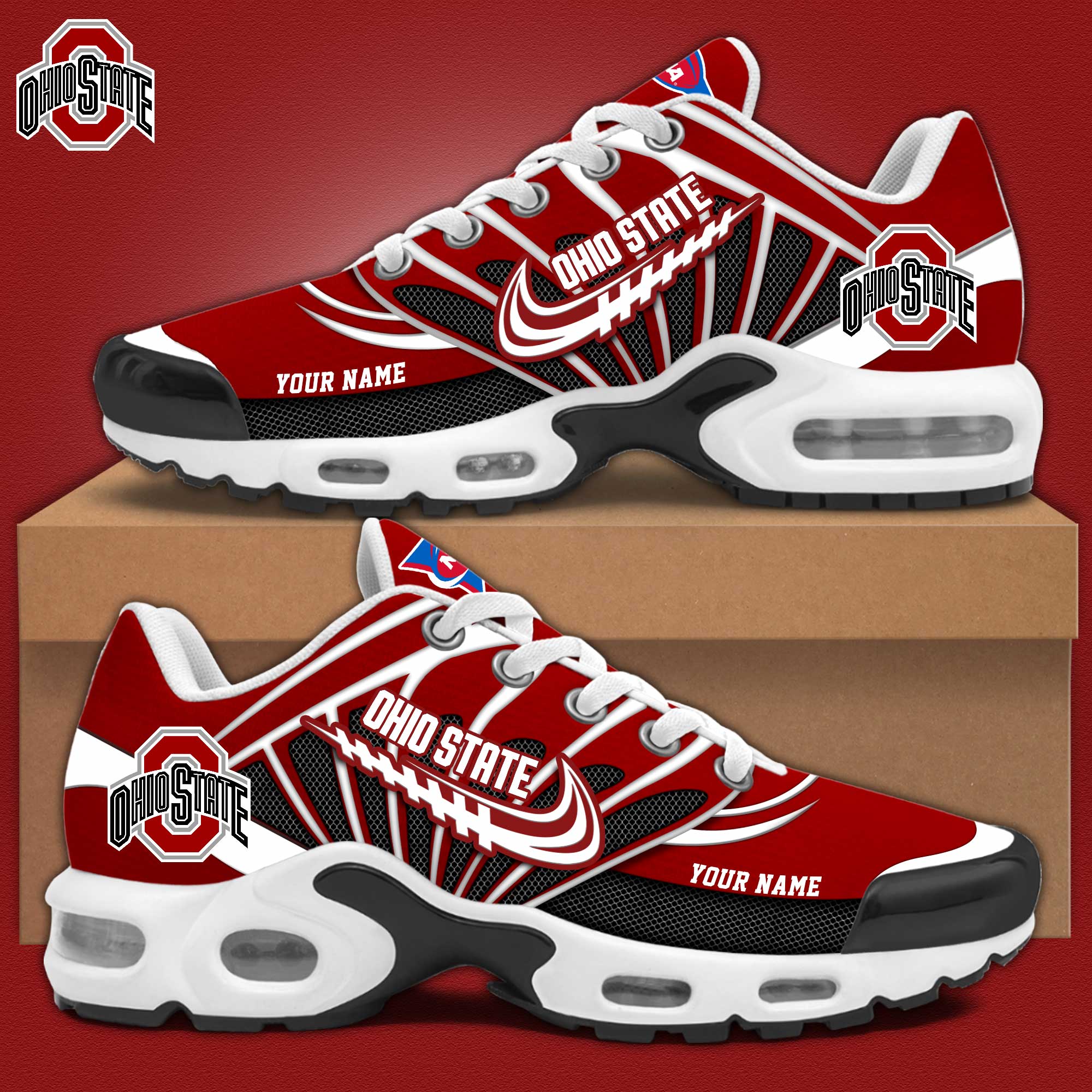 Ohio State Football Personalized Air Max Plus Sneakers