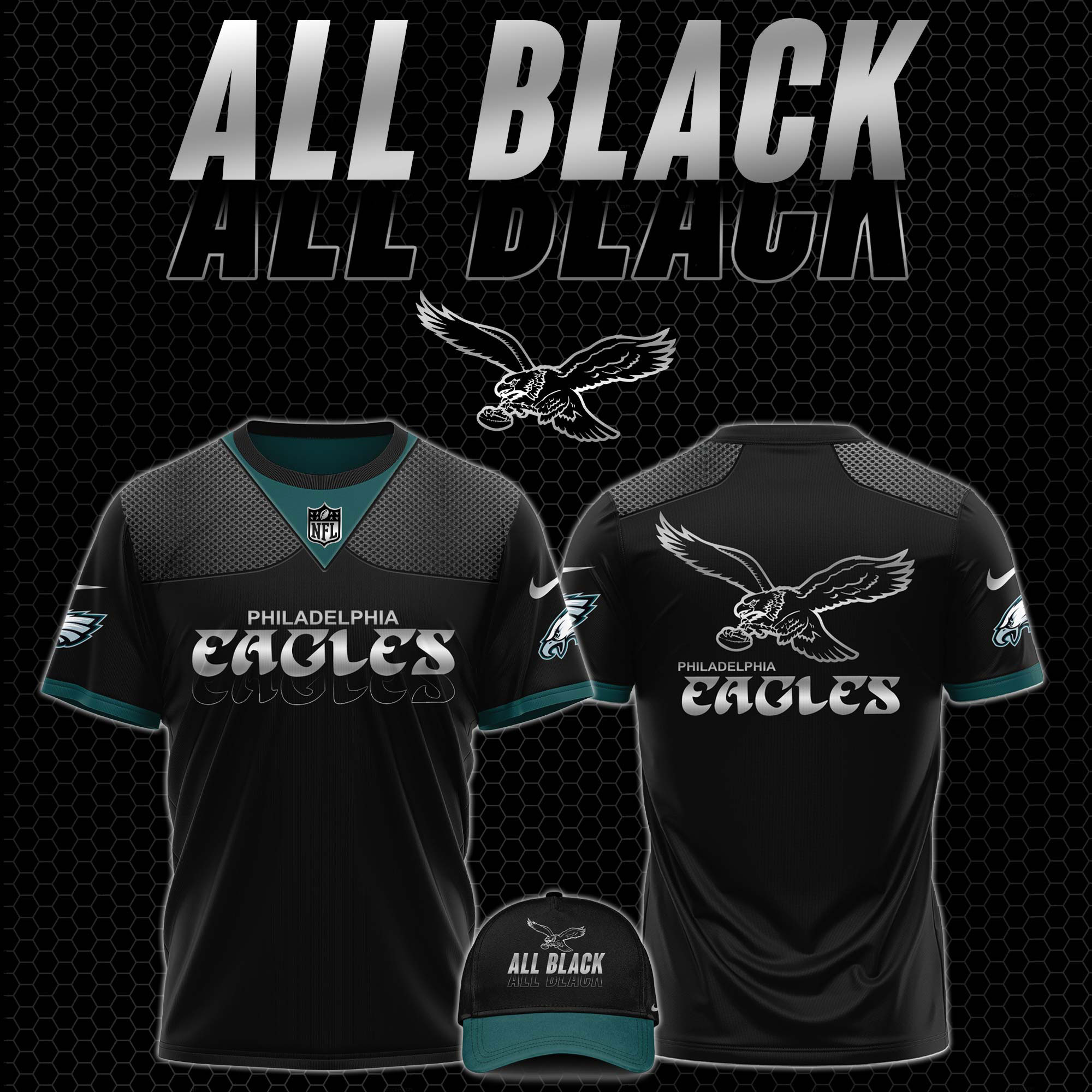 Philadelphia Eagles Carbon Black Fashion Game TShirts 2025 #2