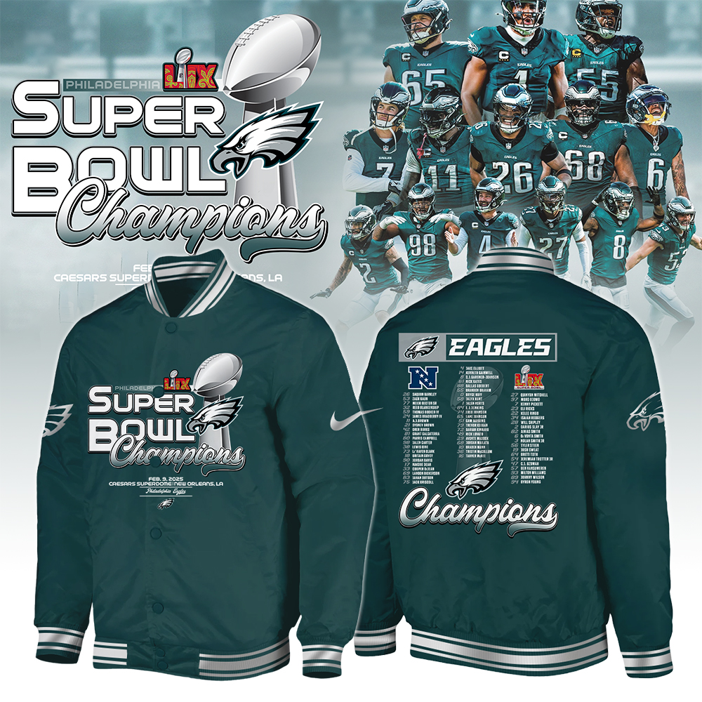 Philadelphia Eagles Super Bowl LIX Champions Bomber V3 - Mirvac Yopansy