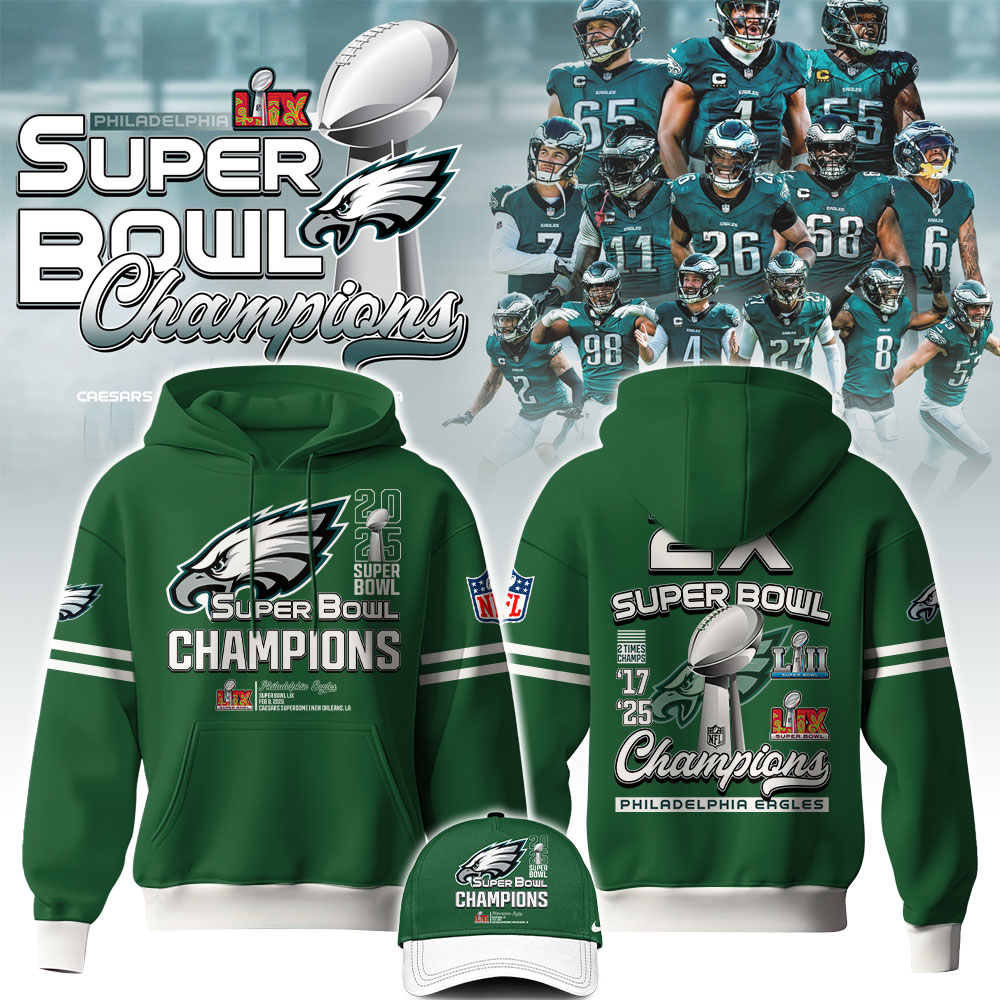 Philadelphia Eagles Super Bowl LIX Champions Hoodie 2025 #3