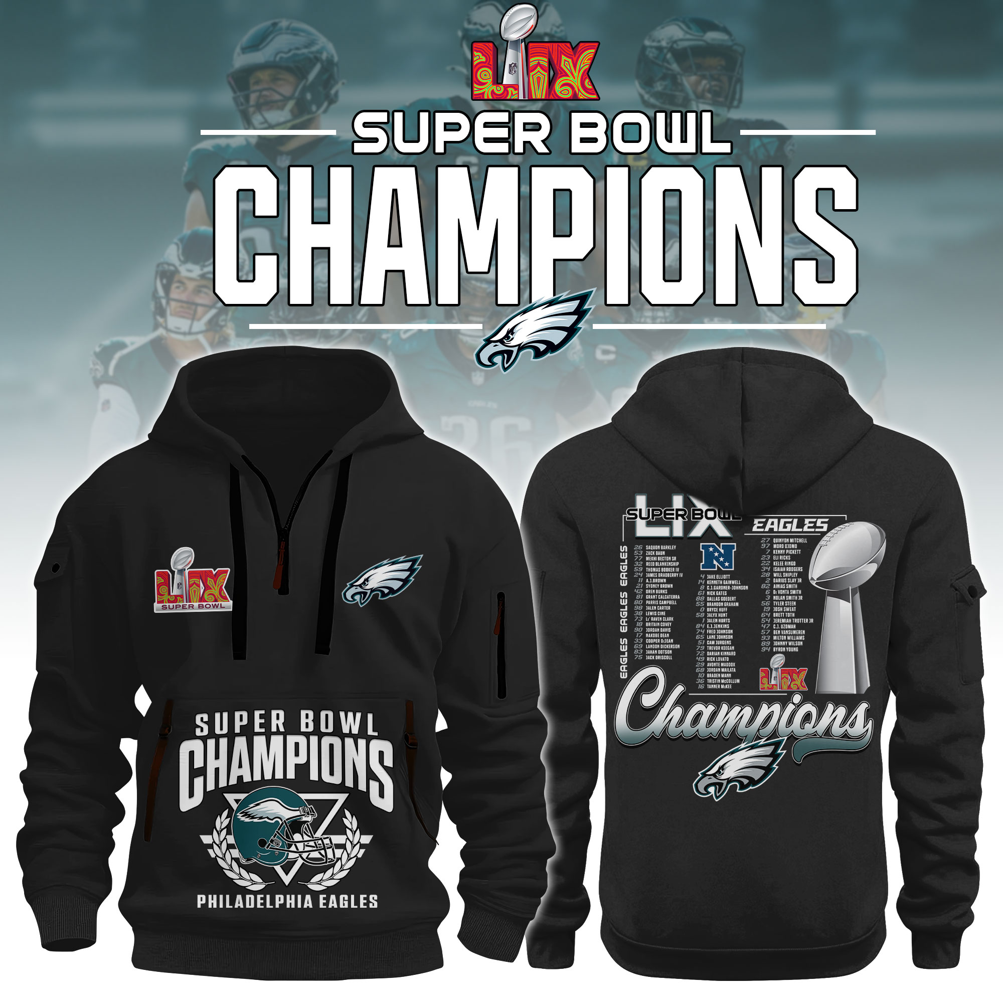 Philadelphia Eagles  Super Bowl LIX Champions Limited Hoodie
