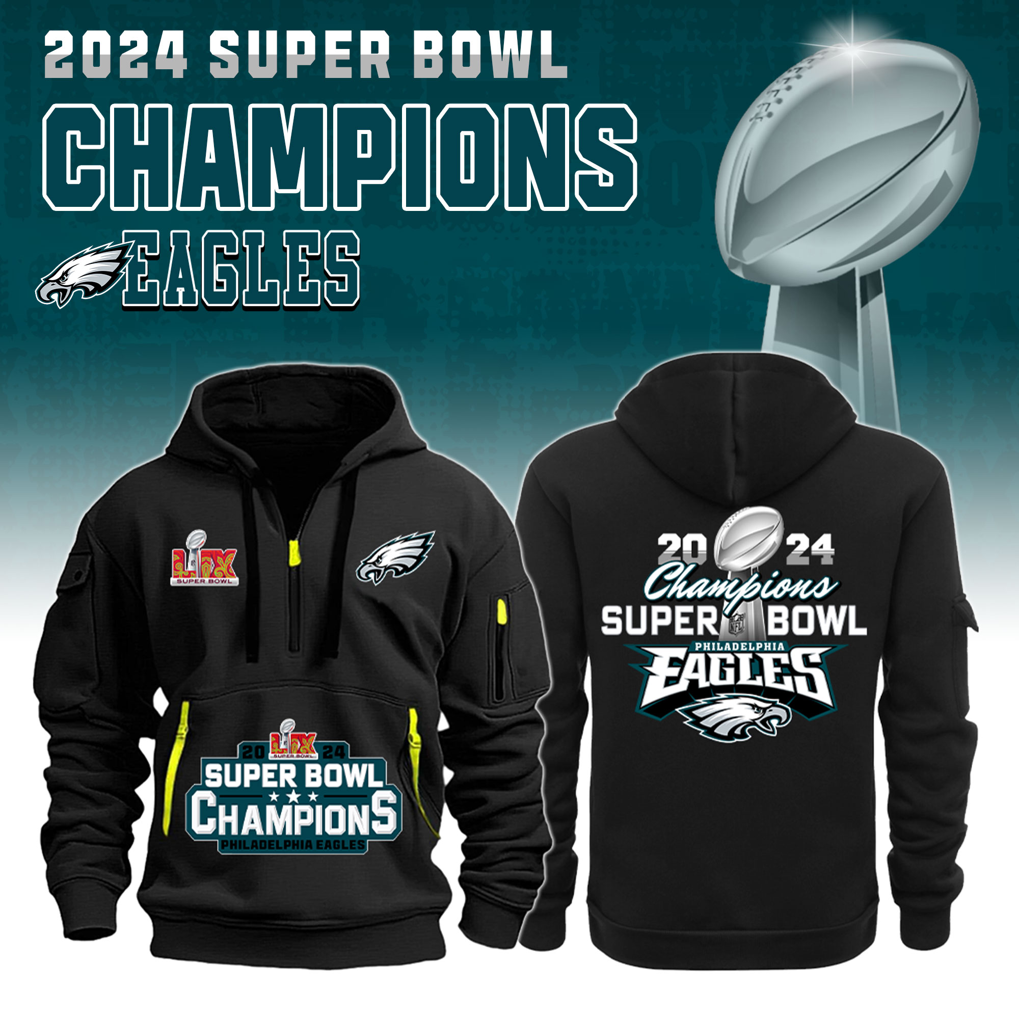 Philadelphia Eagles  Super Bowl LIX Champions New Hoodie
