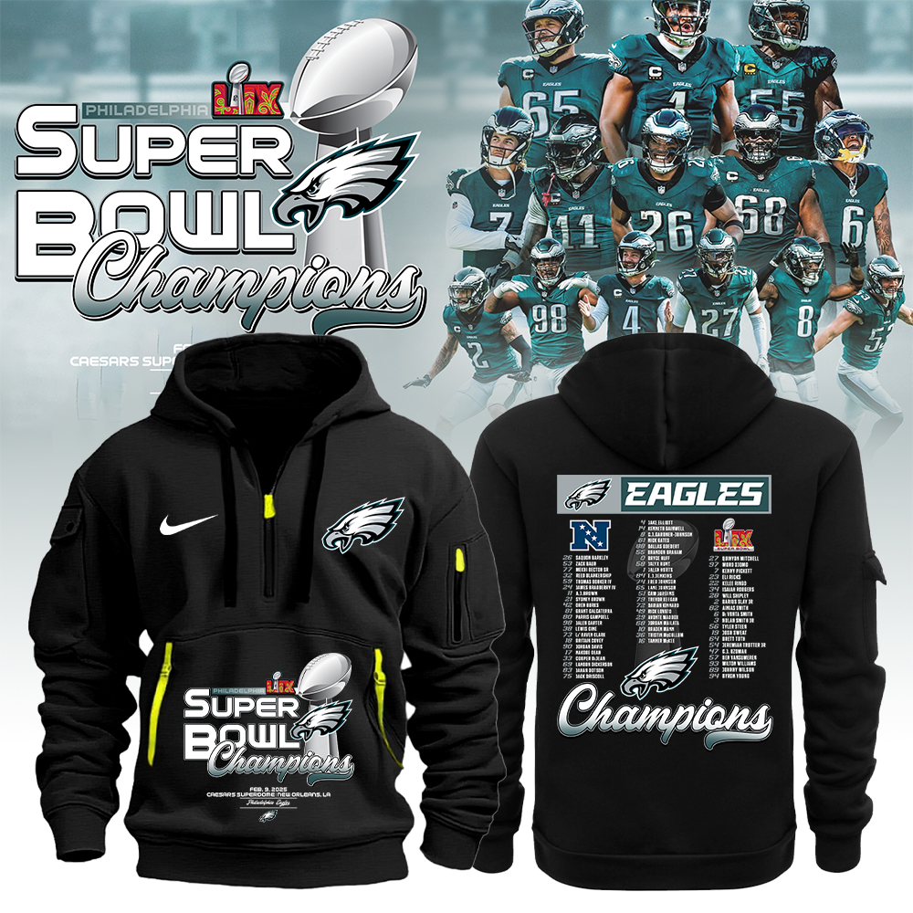 Philadelphia Eagles  Super Bowl LIX Champions New Hoodie V6