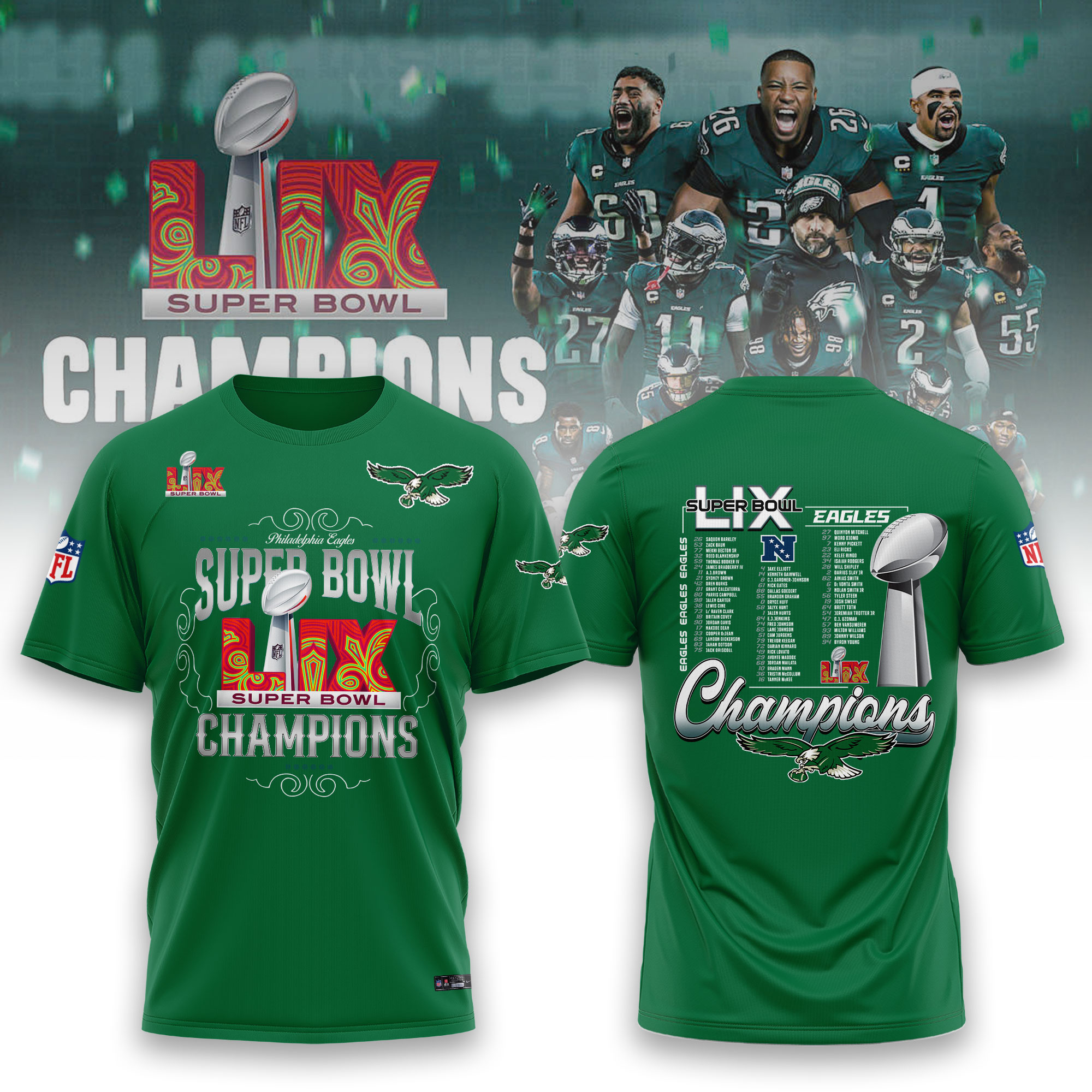 Philadelphia Eagles Super Bowl LIX Champions   Tshirt 2025