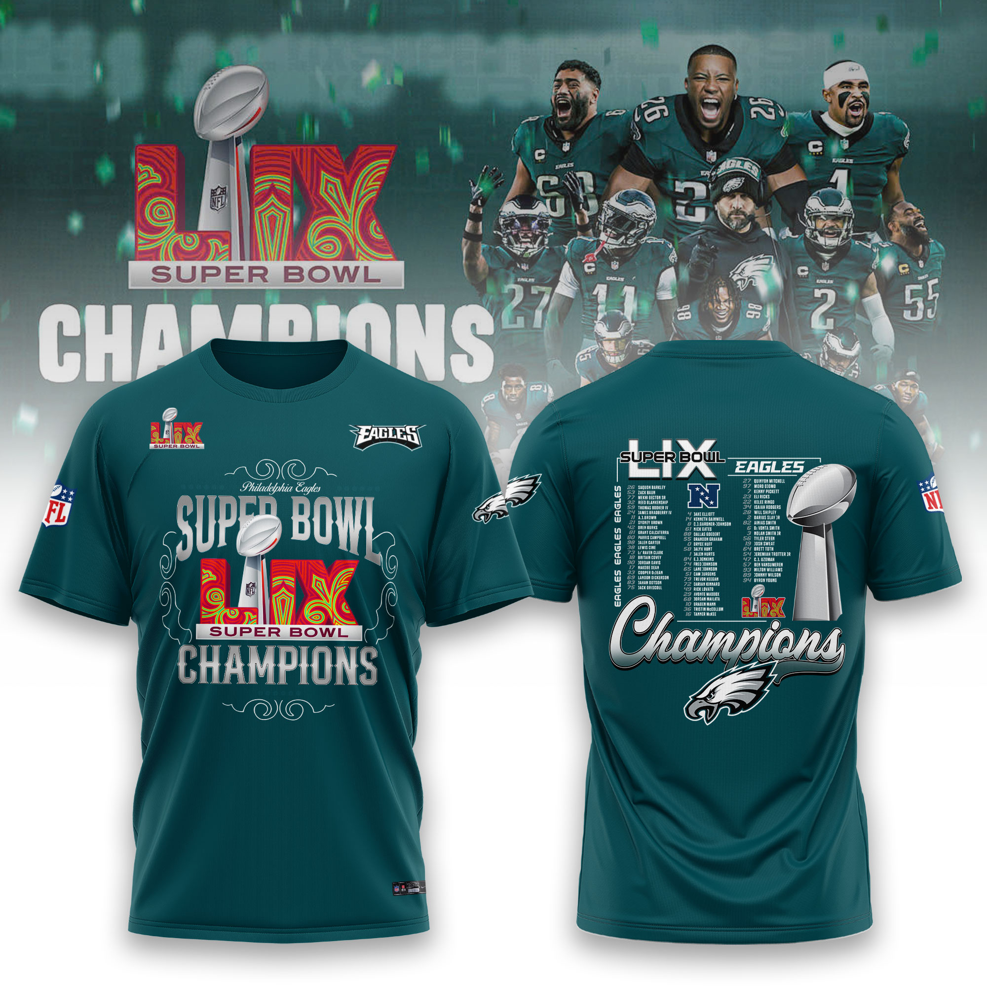 Philadelphia Eagles Super Bowl LIX Champions   Tshirt 2025