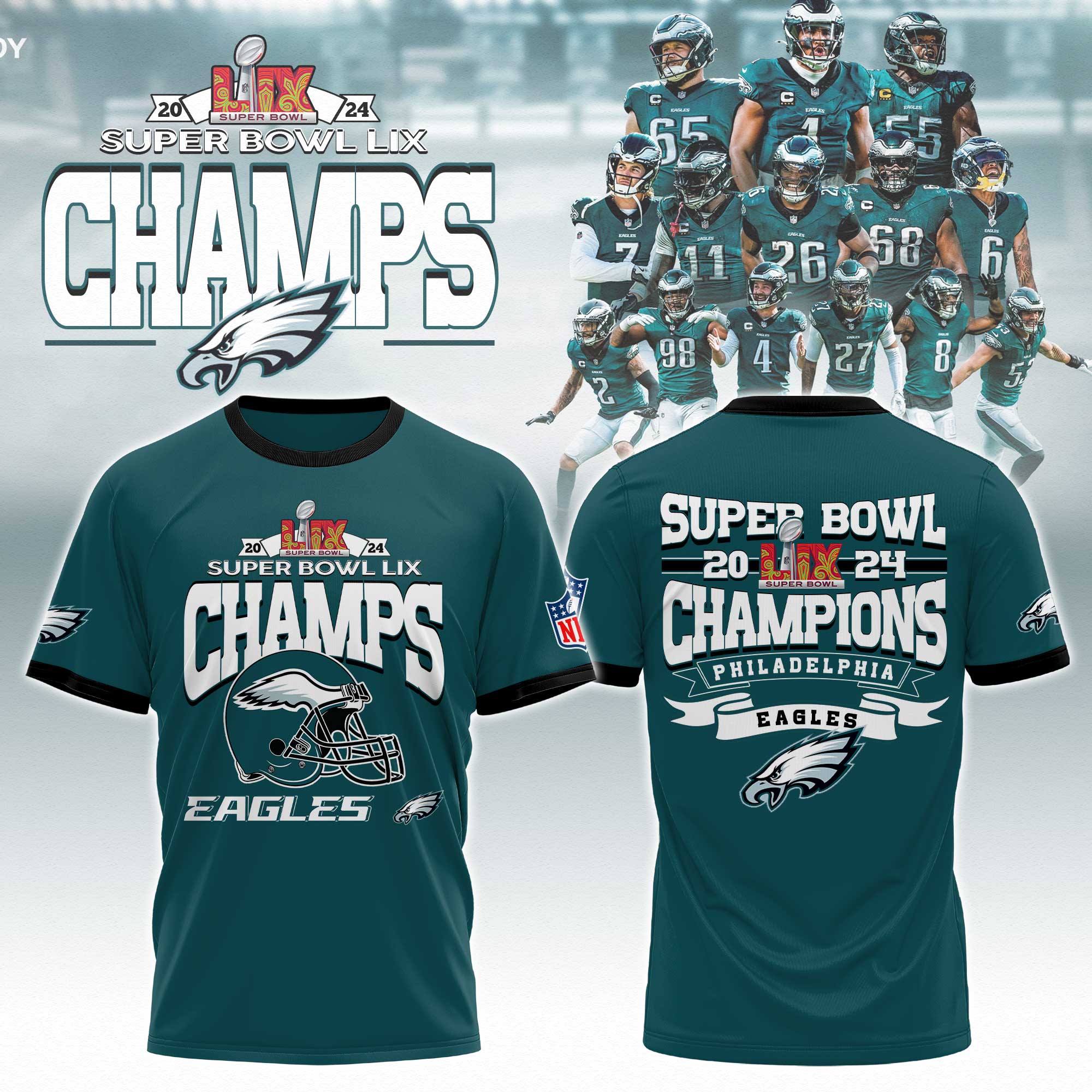 Philadelphia Eagles Super Bowl LIX Champions   Tshirt 2025 v2