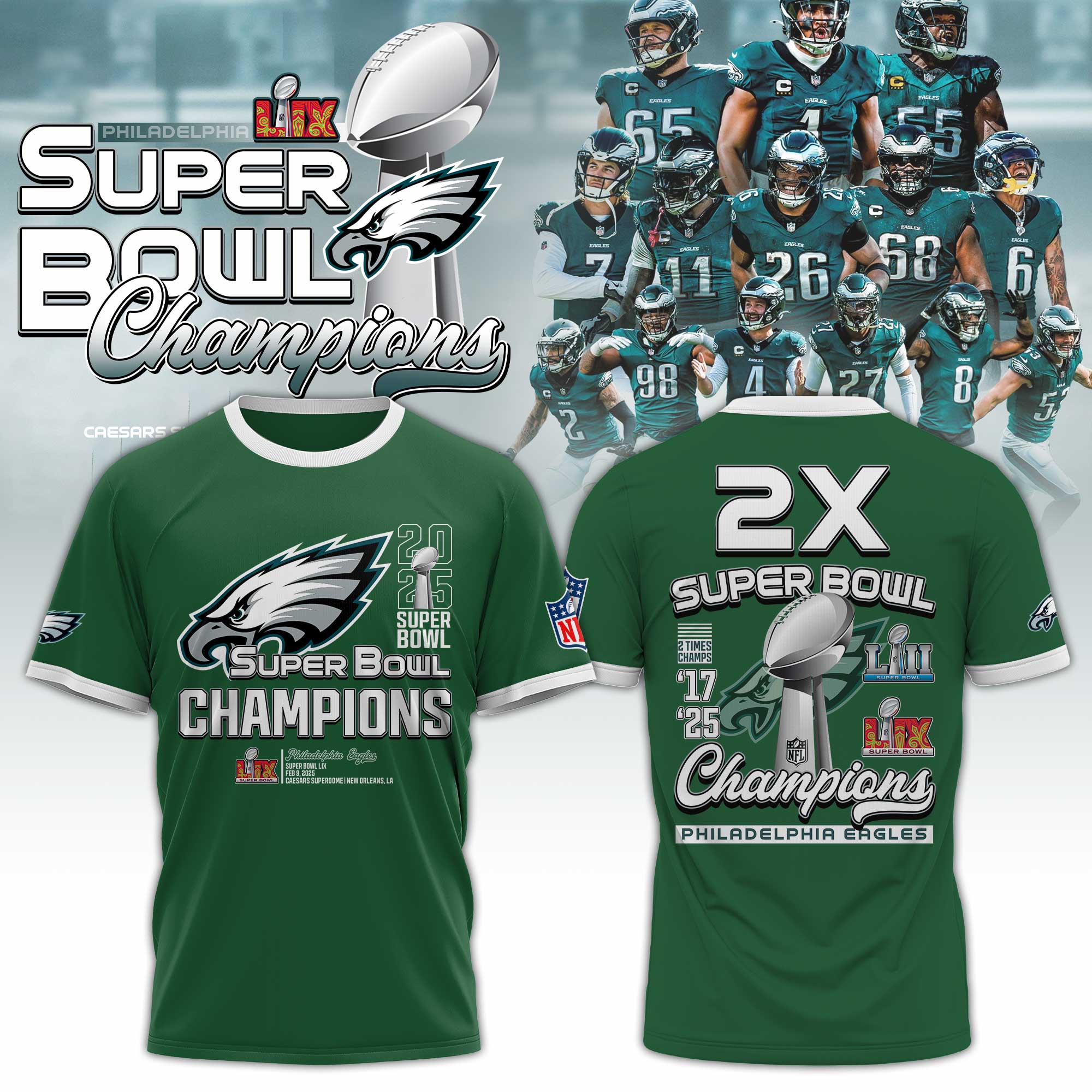Philadelphia Eagles Super Bowl LIX Champions TShirts 2025 #4