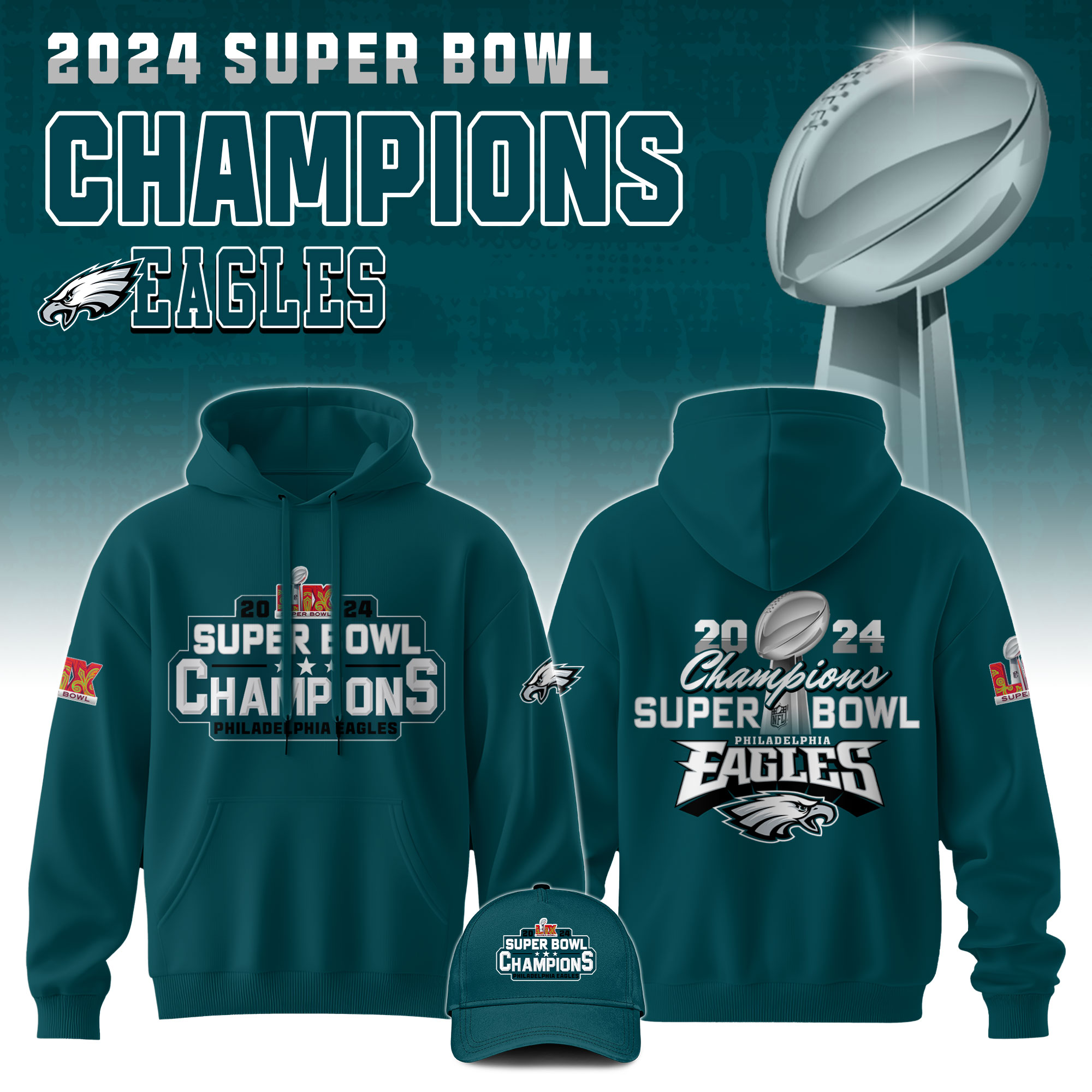 Philadelphia Eagles  Super Bowl LIX Champions Unisex Hoodie V5