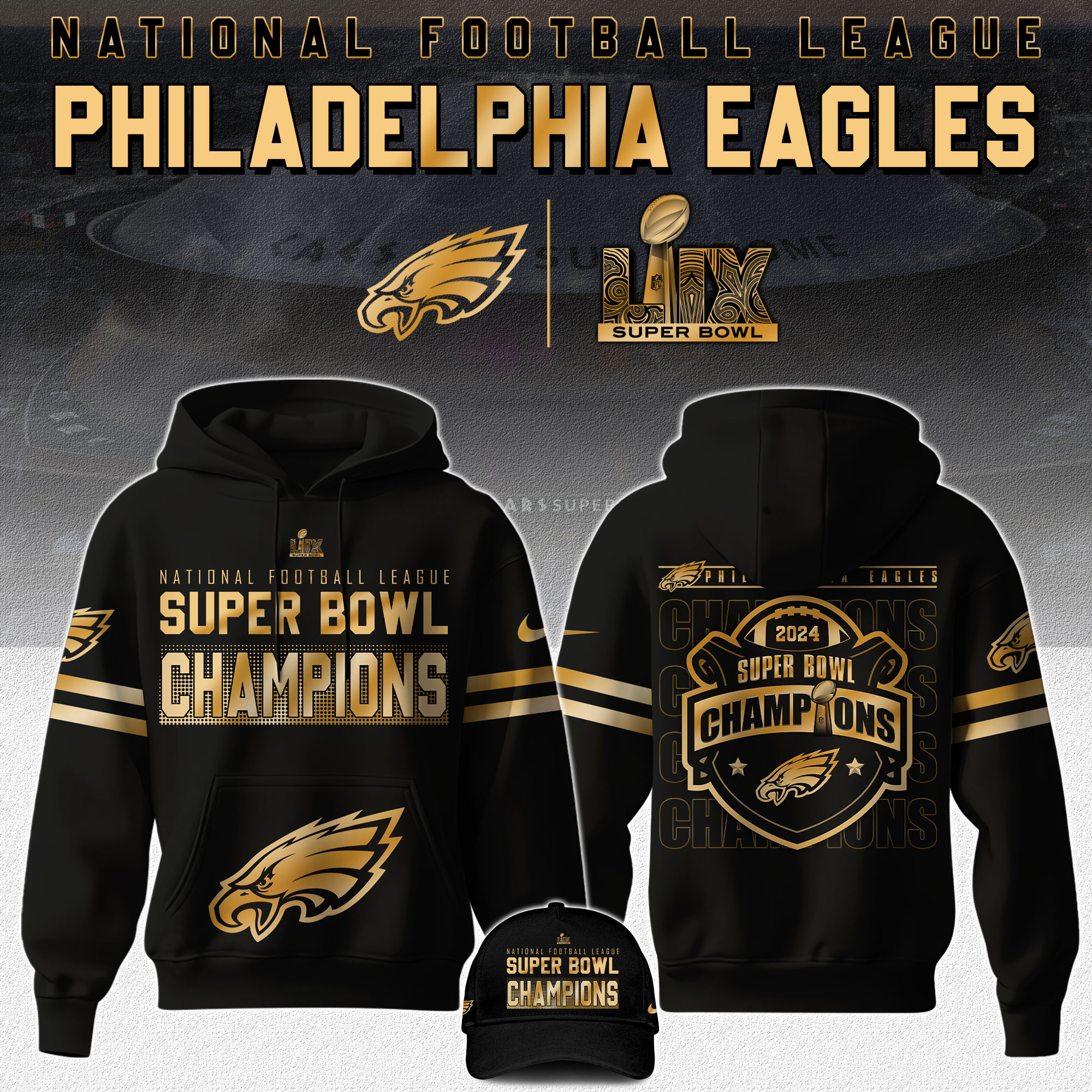 Philadelphia Eagles  Super Bowl LIX Champions Unisex Hoodie V6
