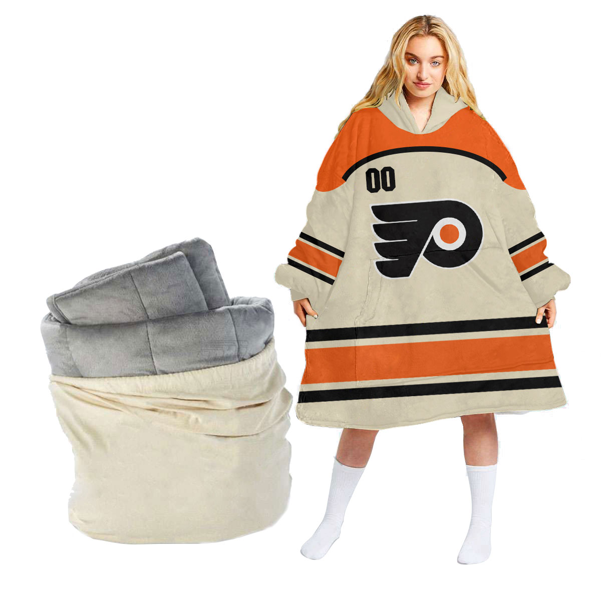 Philadelphia Flyers Personalized Blanket Hoodie Hoodie Snuggie Hoodies 