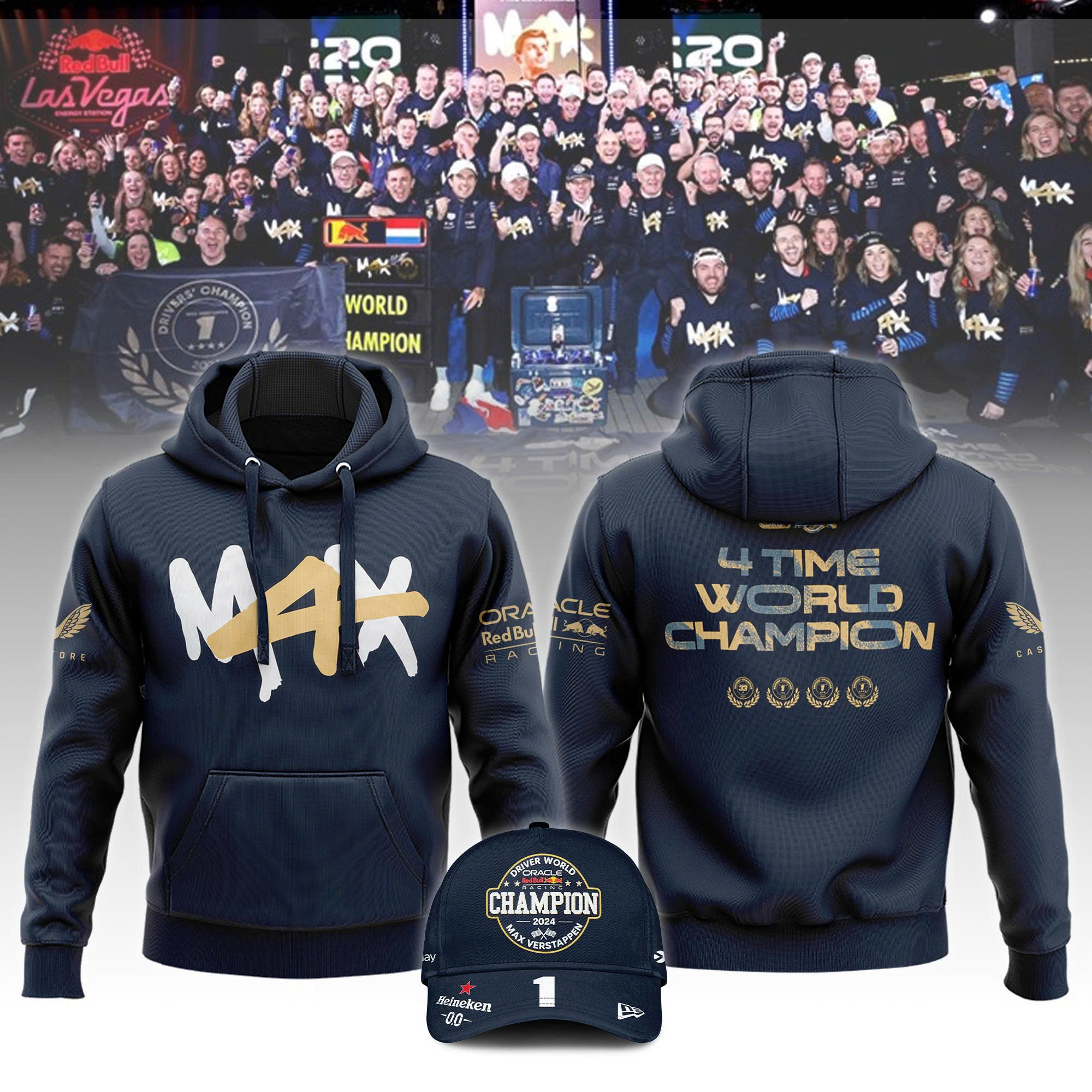 Red Bull Racing Max Verstappen  Las Vegas F1 Champion Hoodie