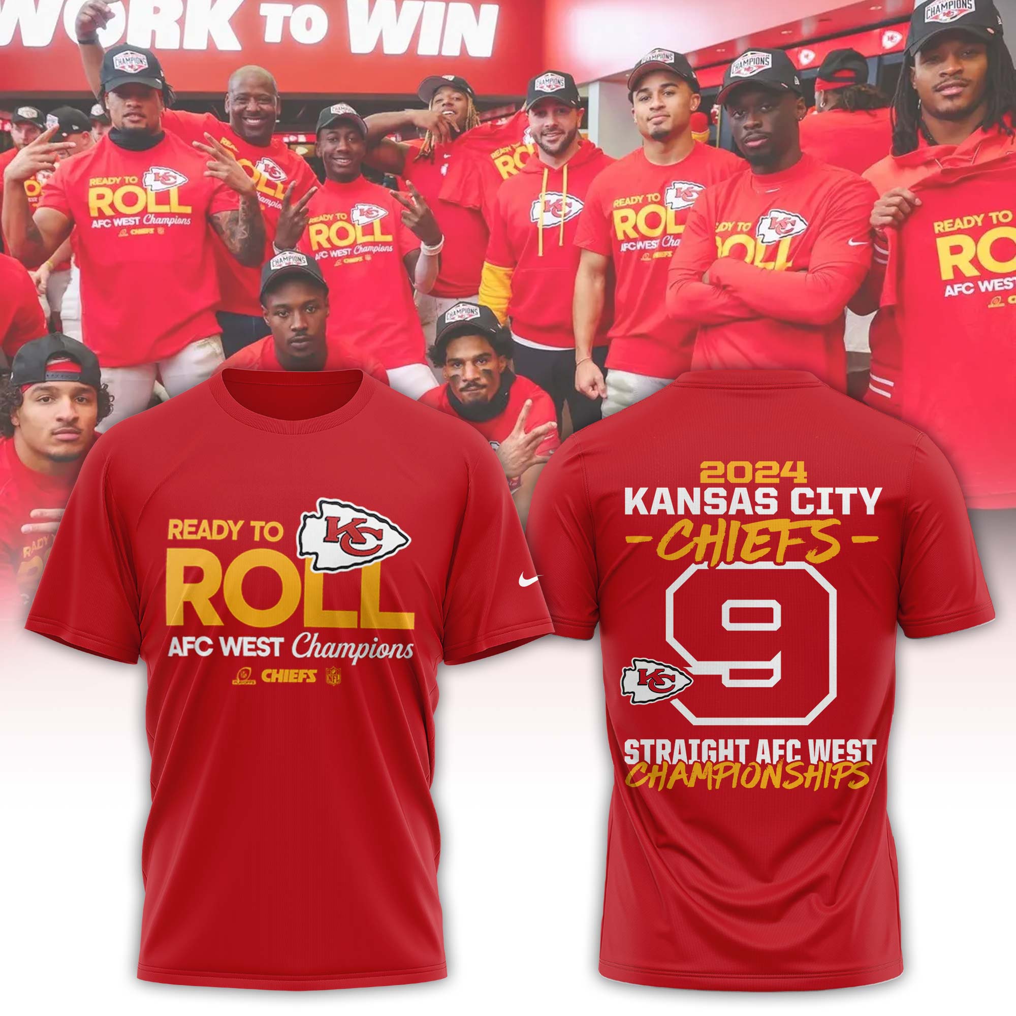 Red Kansas City Chiefs  AFC West Division Champions Locker Room Trophy Collection Hoodie