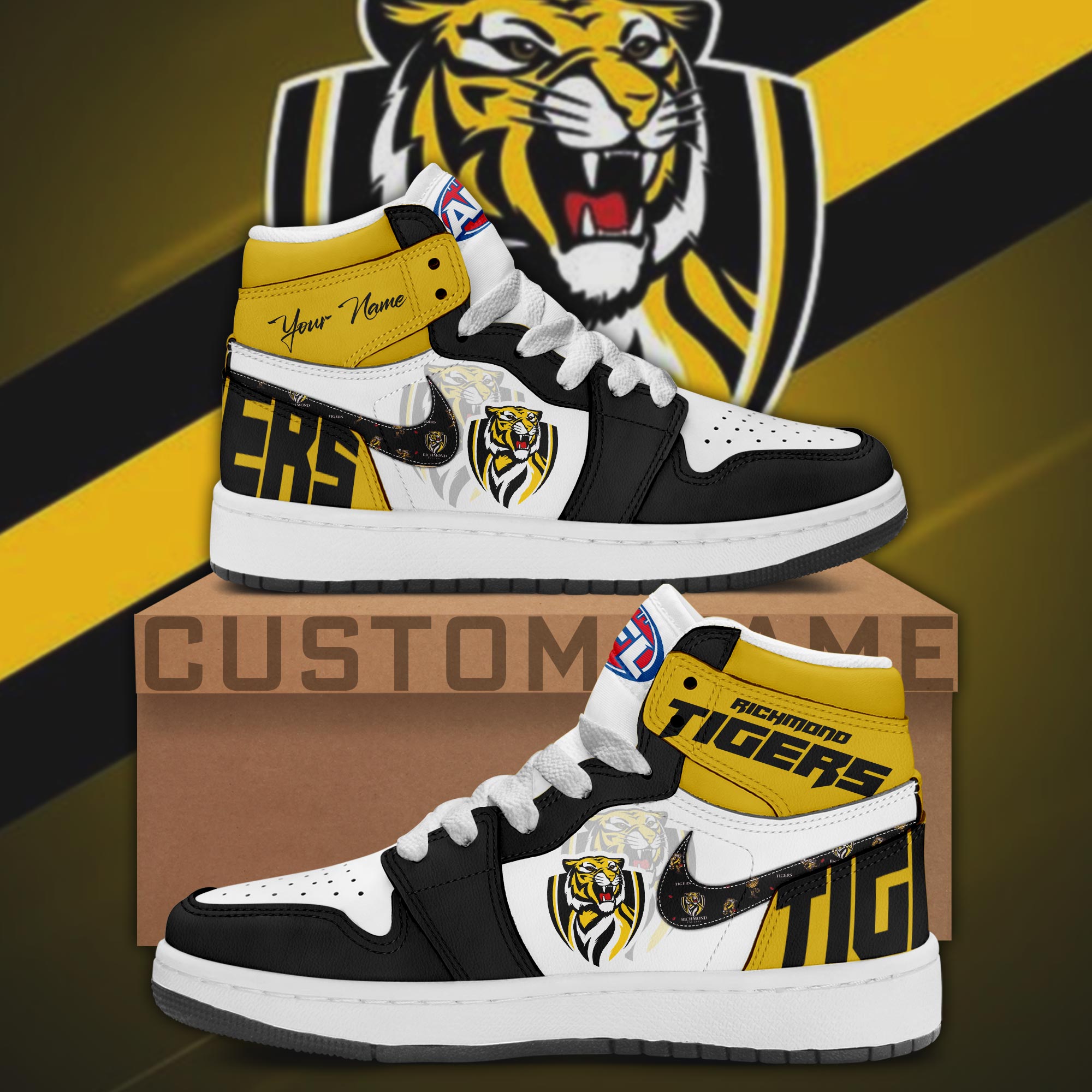 Richmond Tigers Black Fashion Watch Custom Your Name