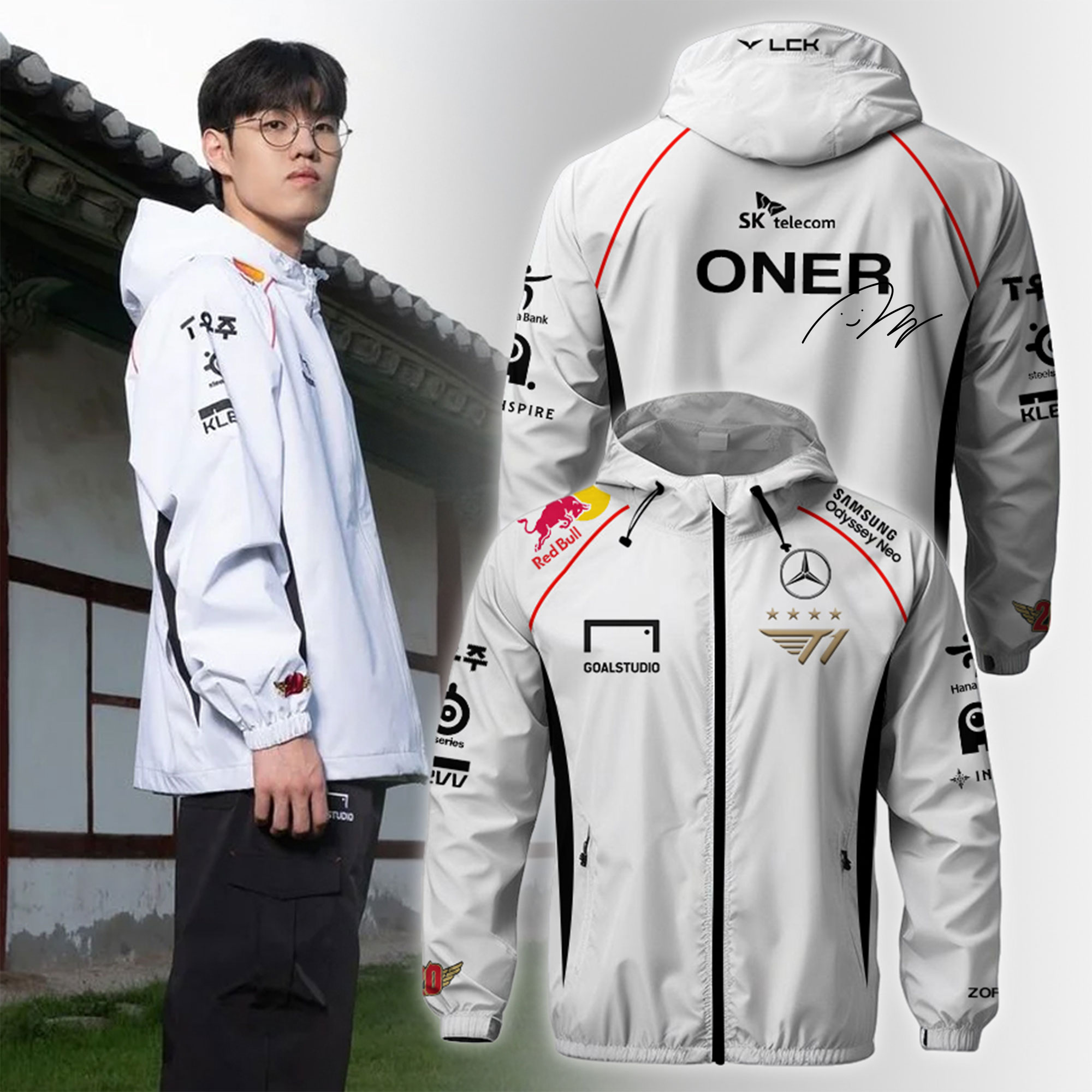 SKT T1    White Hooded Wind Jackhet