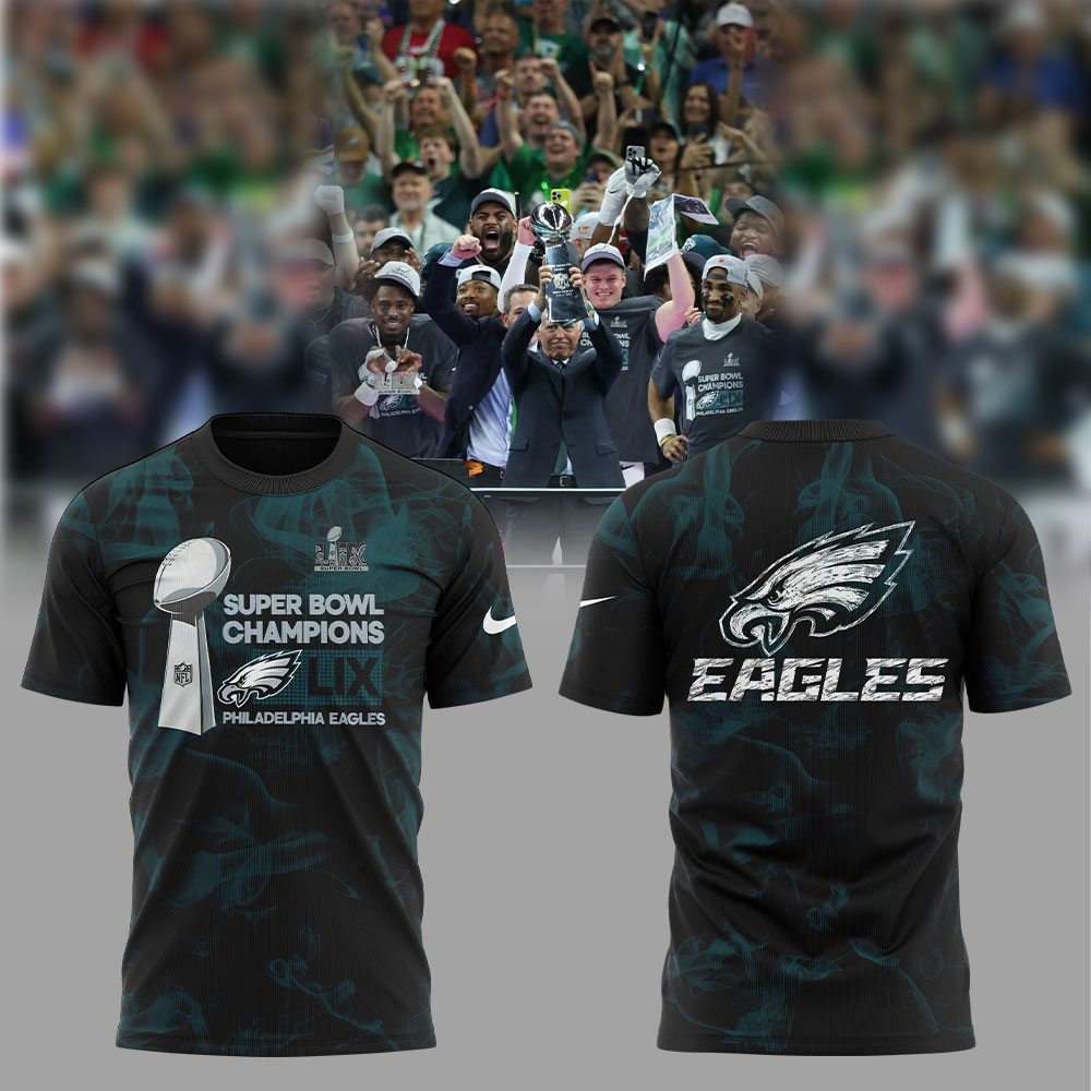 Smoker Midnight Green Philadelphia Eagles Super Bowl LIX Champions Lombardi Trophy Hoodie