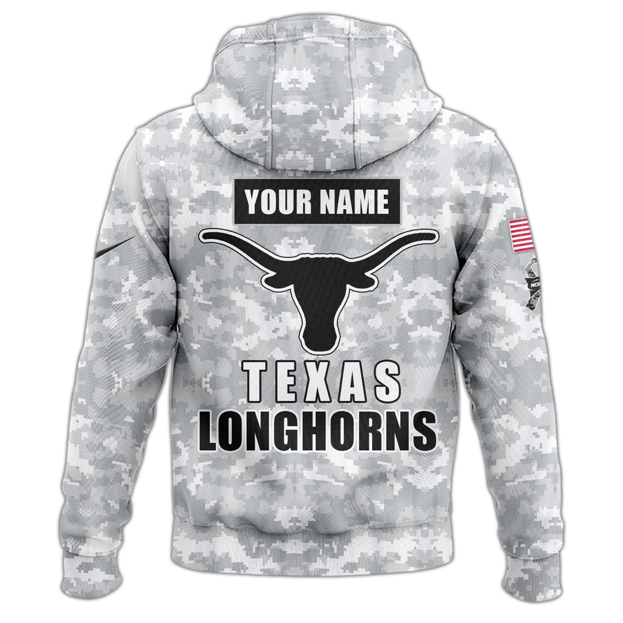Texas Longhorns Football Arctic Camo Salute to Service Club Hoodie 2024