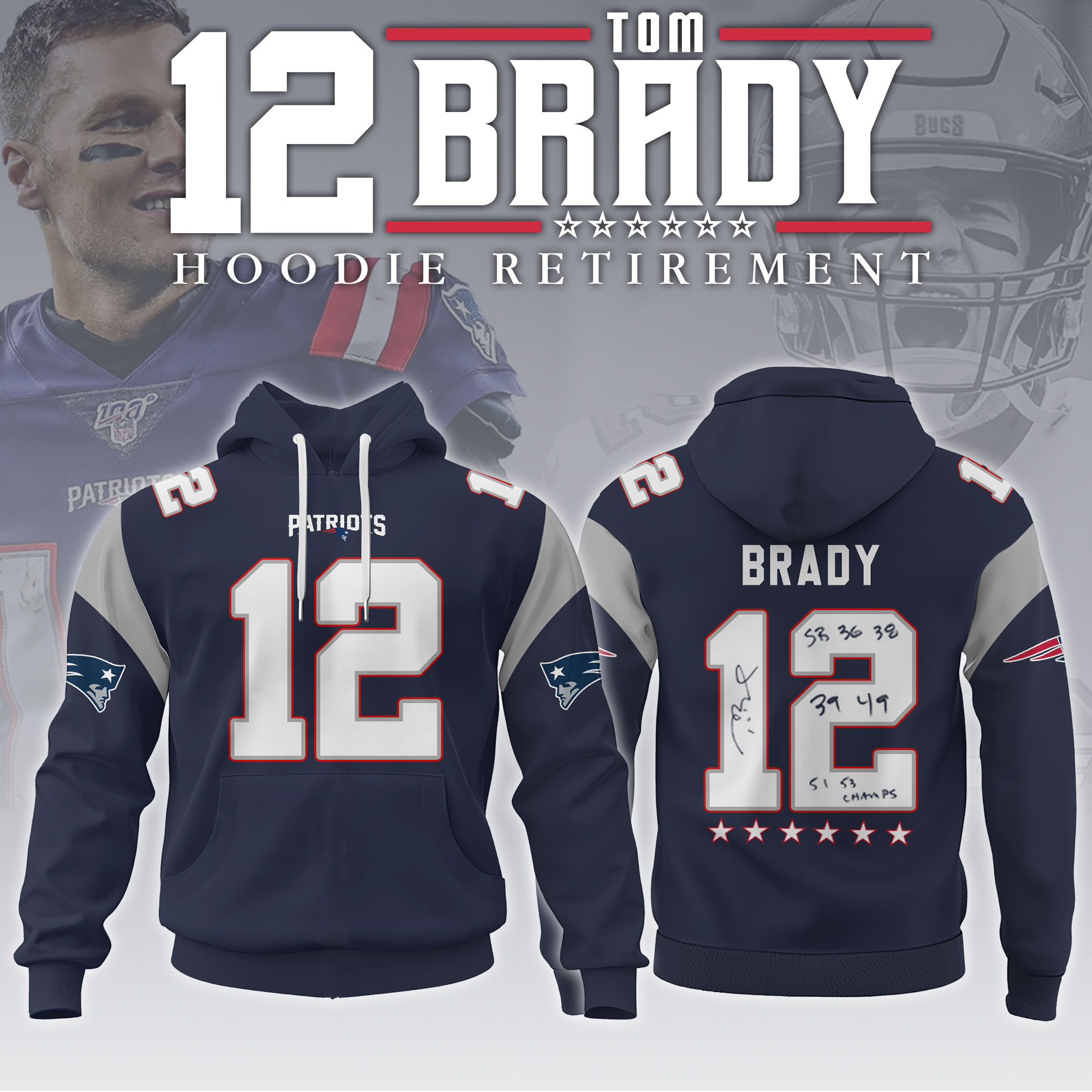Tom Brady Navy Retirement Commemorative Hoodie