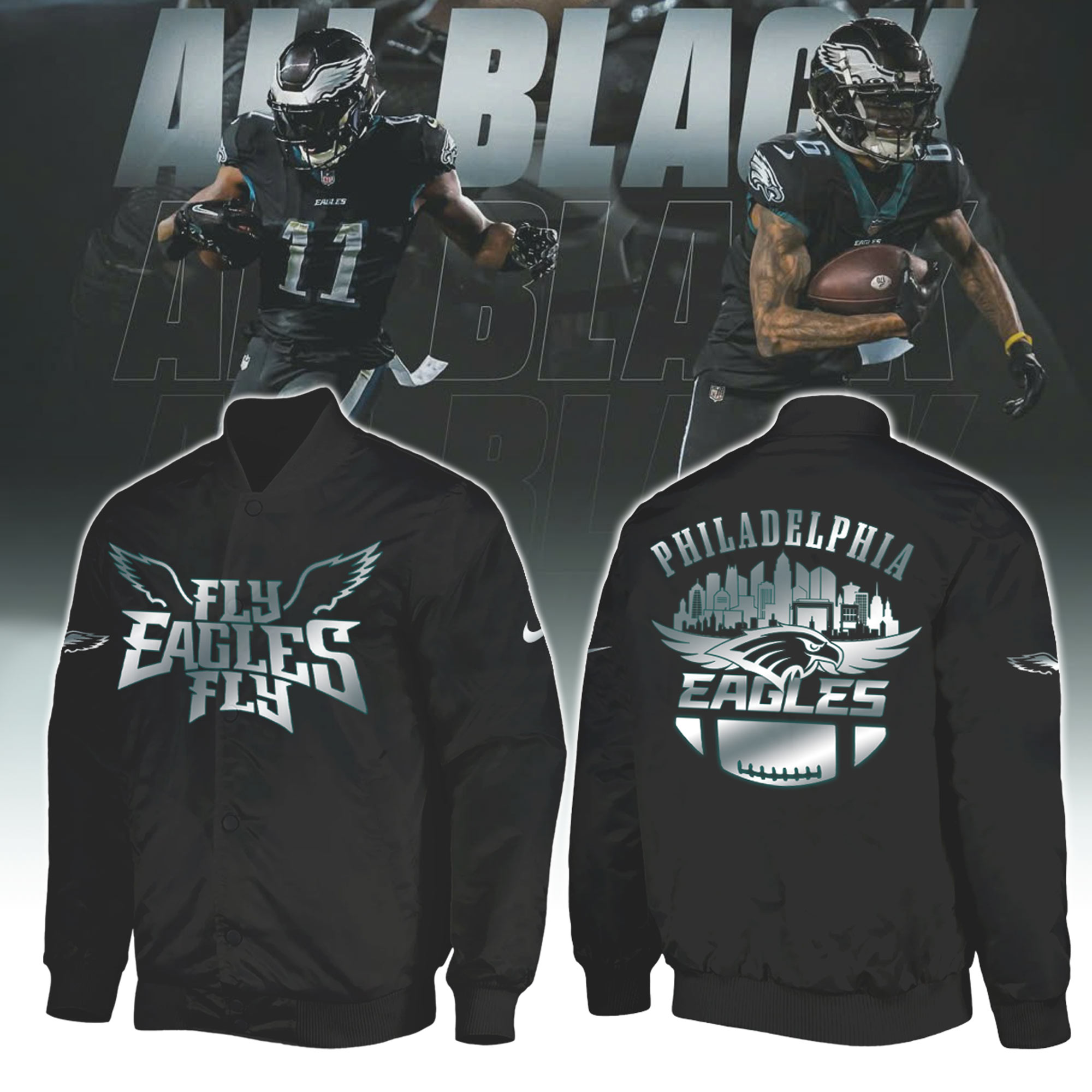 Unisex Philadelphia Eagles 2025 Black TShirt Jersey